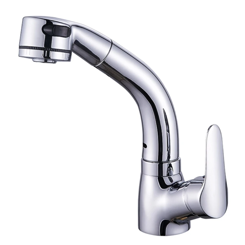 

Pull Out Basin Faucet Bathroom Stretchable Sink Faucet Liftable Modern Deck Mount Faucet 360Degree Rotate Mixer Tap