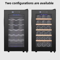 Réfrigérateur à vin de 18 bouteilles, réfrigérateur à vin autoportant silencieux pour la maison/bureau, 12 ℃ -18 ℃   Température réglable, porte en verre 6