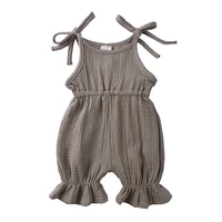2024 Newborn Baby Outfits Romper Clothes Solid Boot Cut Pant Toddler Bodysuit For 0-24M Breathable Summer Sleeveless Jumpsuit 6