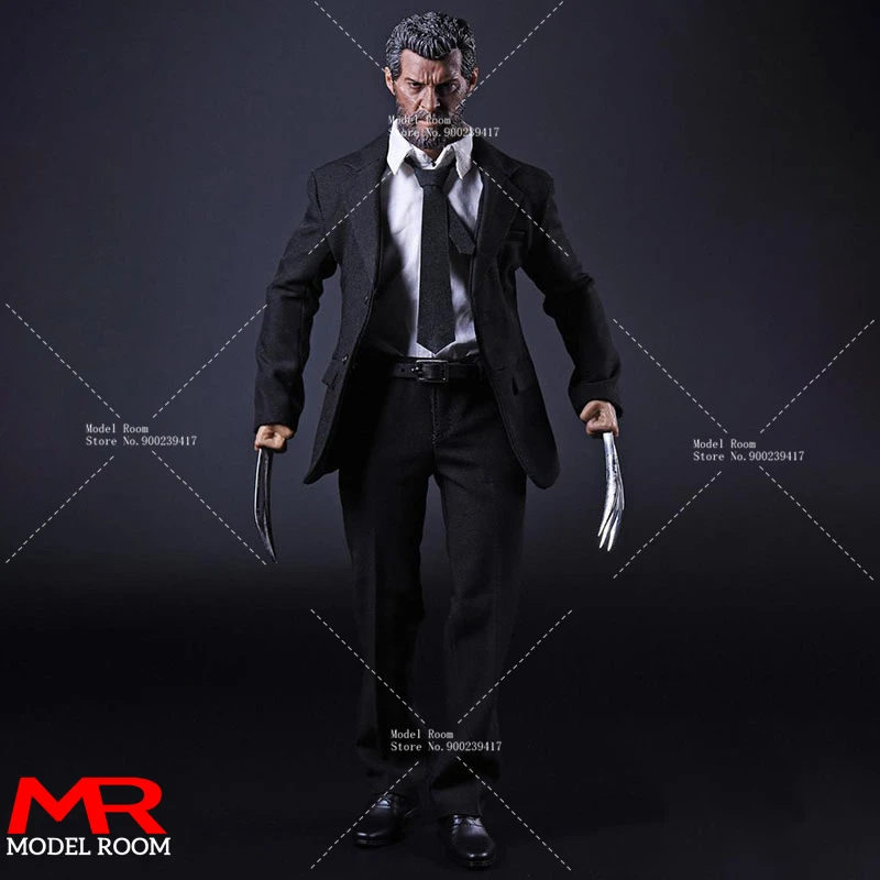 

Copycat 1/6 Scale Old Logan Black Suit Wolf Claw Hugh Jackman Head Sculpt Model Fit 12-inch Male Soldier Action Figure Body