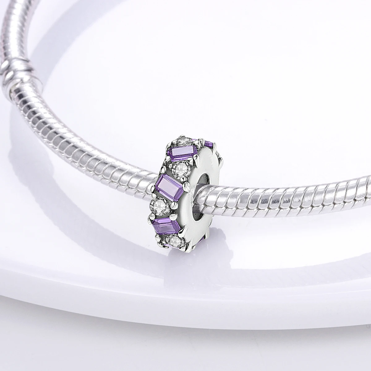 Silver Plated Purple Charms Flower Butterfly Dangle Charm Beads Fit Original Bracelet Diy Pendants