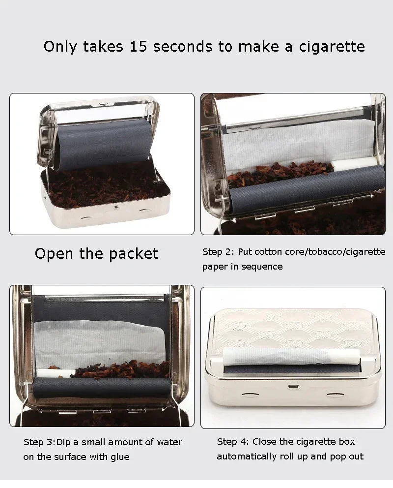 Description Picture 2 of itemMERCURY Portable 70/78/110mm Rolling Cigarette Machine Metal Tobacco Storage Case Suit for Roller Paper Smoking Pipe Accessories