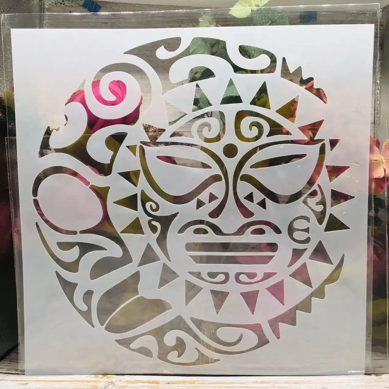 

30*30cm Big Cartoon Sun Moon Totem DIY Layering Stencils Wall Painting Scrapbook Coloring Embossing Album Decorative Template