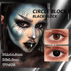 Vibrant Cyan Mesh White Colored Contact Lenses for Dramatic Cosplay & Halloween (Black Out)