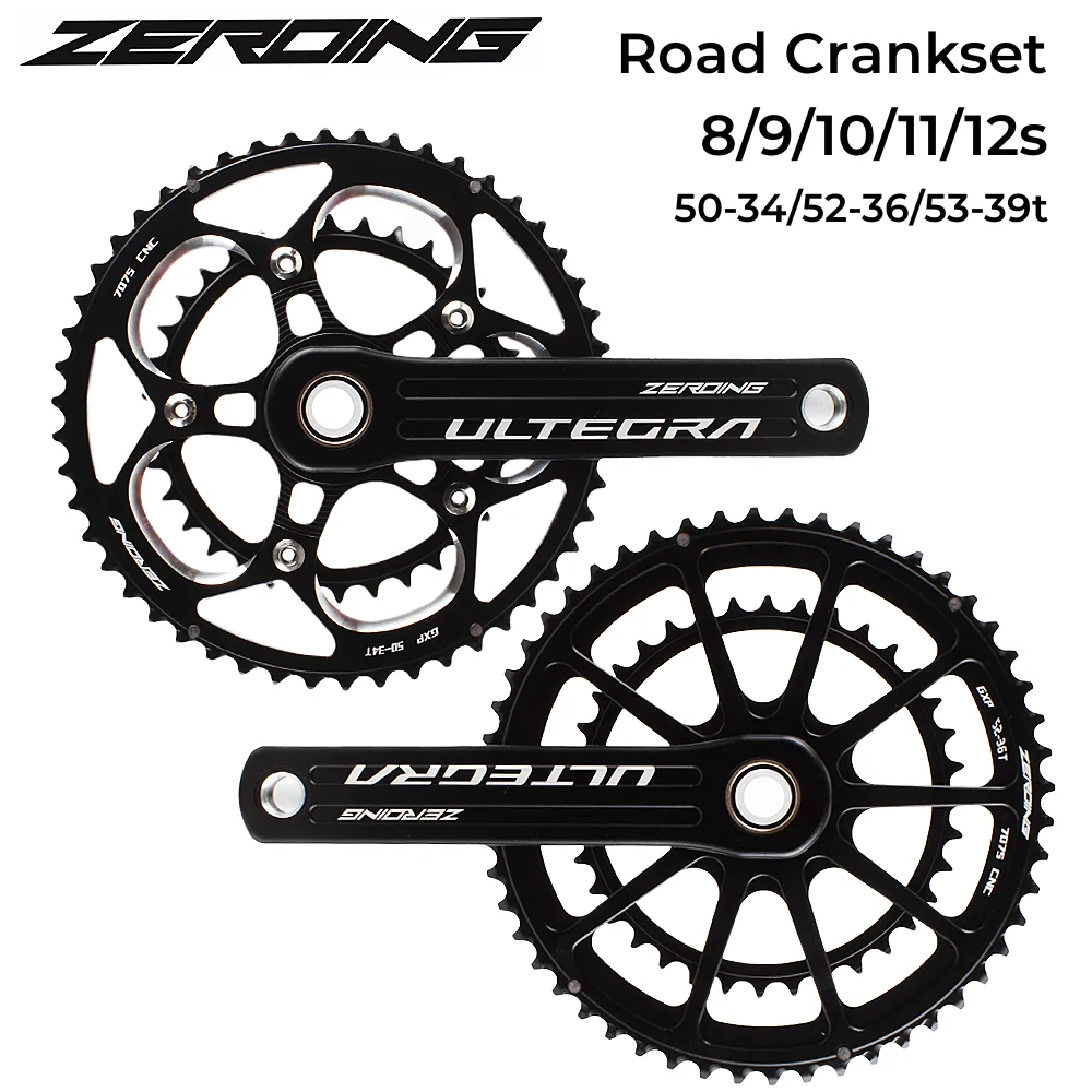 

ZEROING Road Bike Crank GXP Crankset 170/172.5/175mm CNC 50-34/52-36/53-39T Double Chainring for Shimano ULTEGRA 12s Crankset