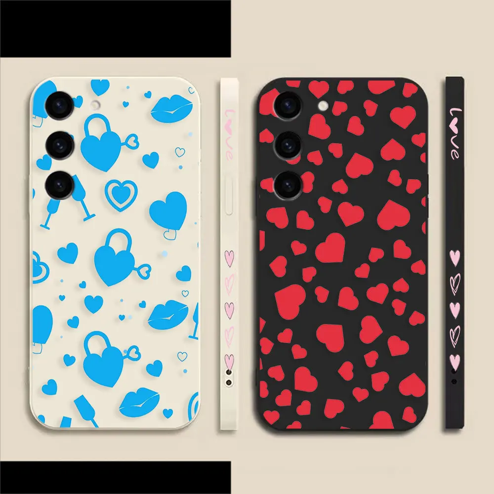 

Simple Love Heart Phone Case For Samsung S23 S22 S21 S20 FE S11 S11E S10 S10E S9 S30 Ultra Plus 4G 5G Colour Liquid Case Fundas