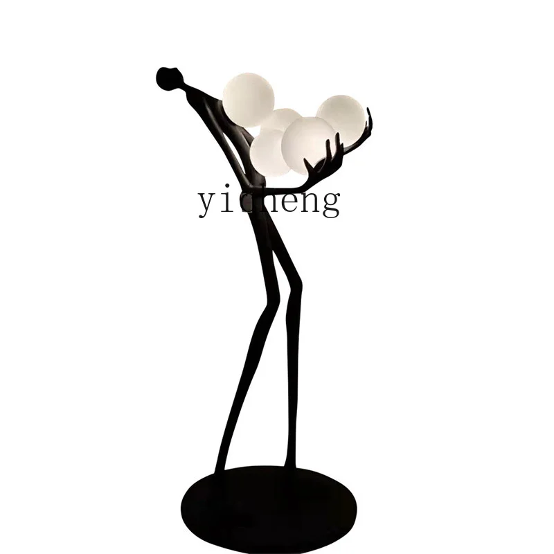 

Tqh Creative Sculpture Holding Ball Decoration Sales Office Statue Figure Human Body Modeling Floor-Standing Decorations