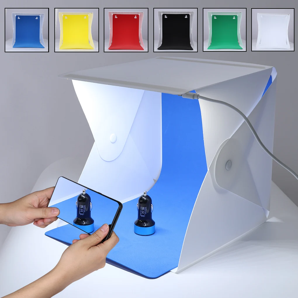 휴대용 PVC 사진 텐트 접이식 5V LED 2x5600k 2x550lm 이동식 전문 6 배경 천 집 사무실 스튜디오 상자