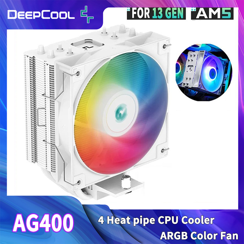 DEEPCOOL AG400 4 Heat Pipe CPU Air-Cooled Cooler ARGB PWM TDP 220W CPU Radiator for LGA1700 1200 115X 1151 1155 AMD AM4 AM5