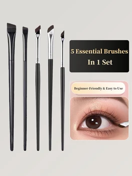 1 Set Of 5 Makeup Brushes Blade Eyeliner Brush Lower Eyelid To Flat Head Oblique Angle Eyebrow Brush Horizontal Silkworm Brush 1