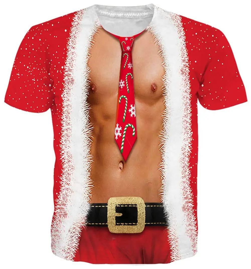 Funny Santa Claus 3D Print T Shirt Streetwear Oversized Tee