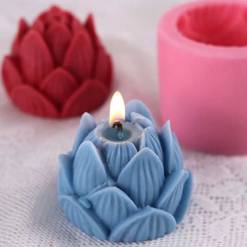 Aromatherapy Candle Silicone Mold aromatherapy candle mold silicone mold silicone candle molds silicone candle mold candle mold 3D Lotus Flower Shape Soap Silicone Mould DIY Peony Handmade Soap Model Plaster Mold