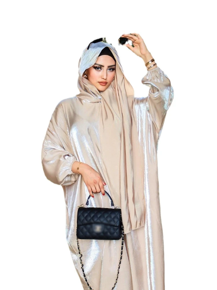 Eid 무슬림 실키 후디 여성용, 원피스 모로코 라마단 카프탄 아바야, 우아한 카프탄 이슬람 가디건, 두바이 아랍 롱 로브