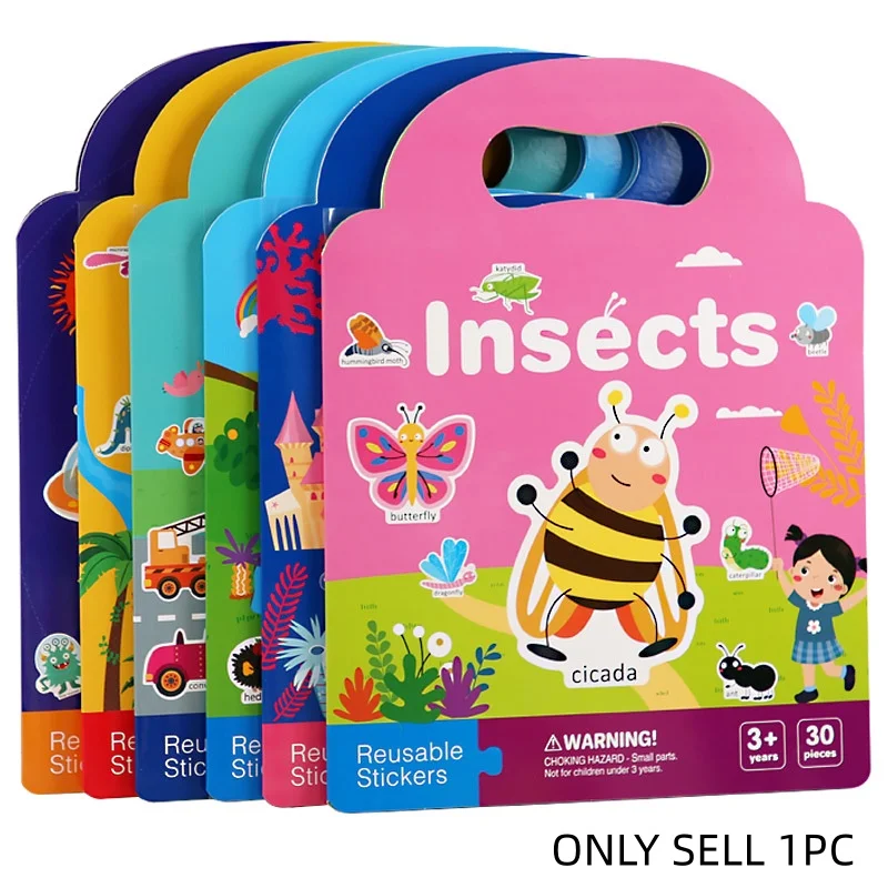 Reuable Toddler Sticker Book 6 Pack Portable Puffy Bubble Sticker For Kid Travel | Educational Learning Activity_voghion.com