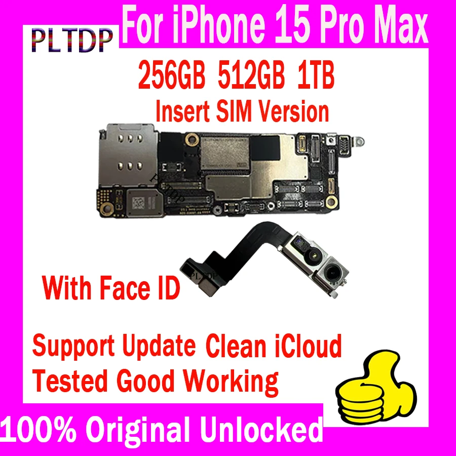 

256GB/512G For iPhone 15 Pro Max Motherboard Original Unlocked Logic Main Board With Full Chips IOS System Upgrade Plate Tested