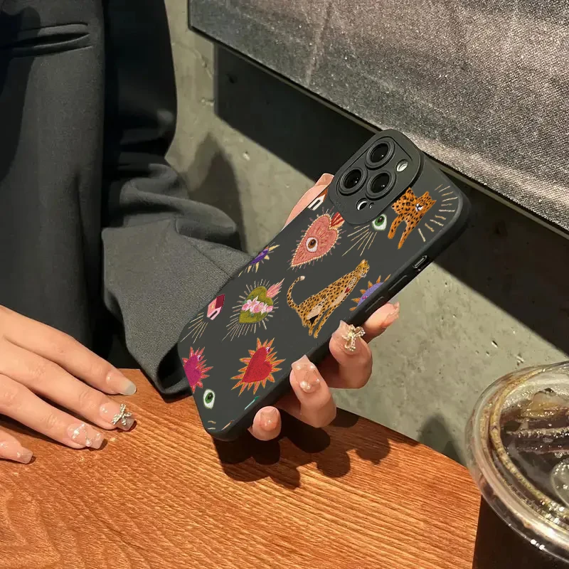 Luxury Floral Leopard Eyes Silicone Phone Case