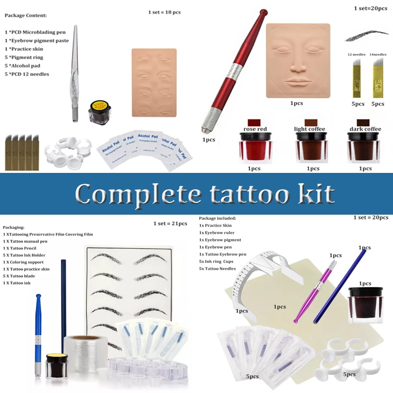 Professional Permanent Makeup Tattoo Beauty Tool 3D Microblading Pen TattooTraining Kit Complete Eyebrow Tattoo Practice Set tattoo supplies tattoo kit