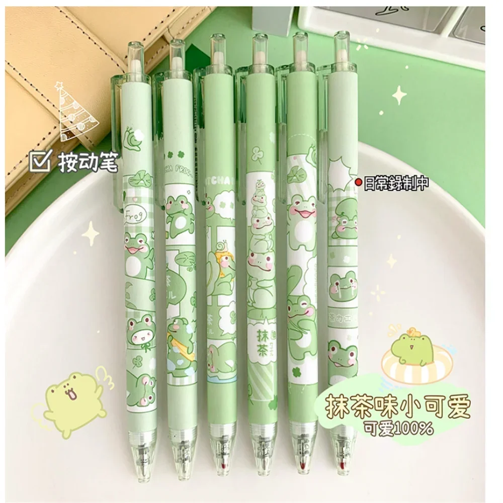 Gel Pens 6 Pcs Cute Frog Kawaii Ballpoint Pen Students Gifts Fashion School Office Writing