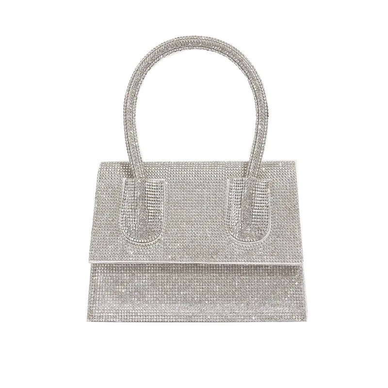 

Handle Rhinestones Evening bag silver Crystal Bling Top Handle Bags for Women Purses and Handbags Luxury Designer Women's bag