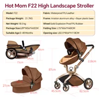 Hot Mom F22 Poussette combinée pour bébé,siège réglable,cadre alu,pneus pleins caoutchouc,pare-pluie,moustiquaire,grand panier de rangement 4