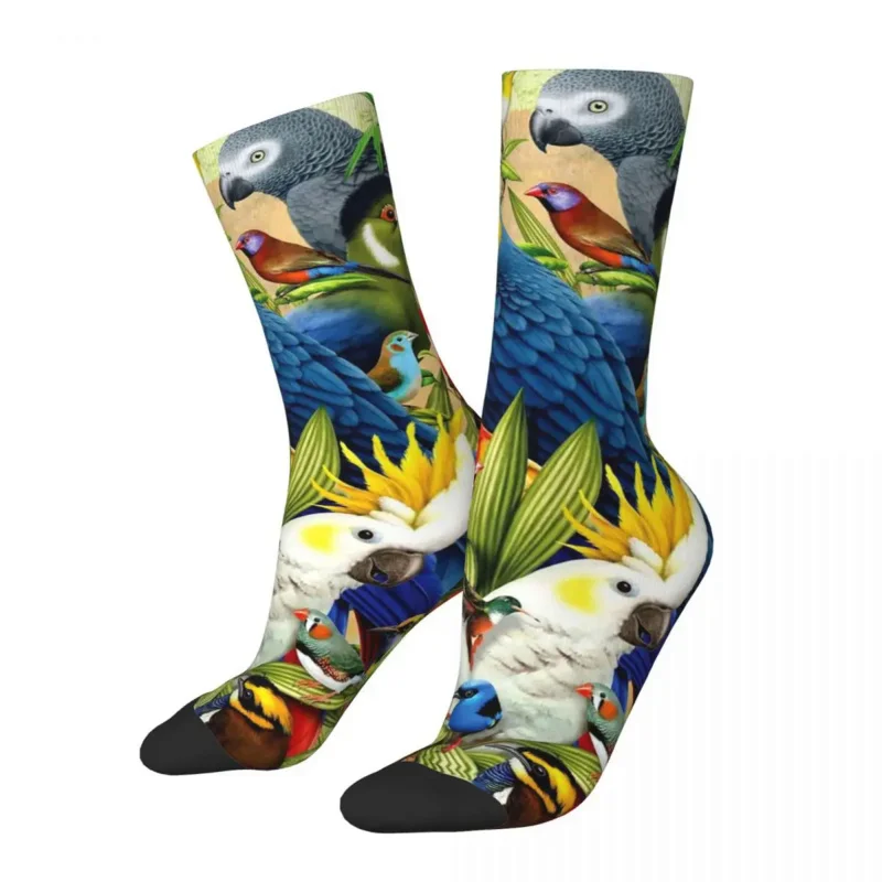 

Winter Warm Funny Unisex Tropical Macaw Cockatiel Socks Animal Bird Breathable Soccer Socks