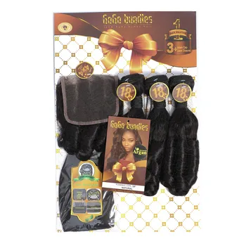 Elegant Bouncy Curly Bundles With Closure 100% Human Hair Extension 10-26 Inch Curly Human Hair Bundles and 4x4 Lace Closure