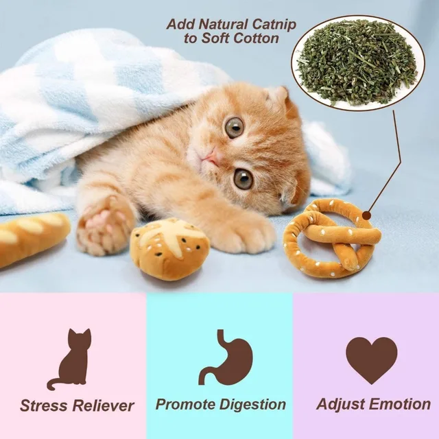 Bread-Themed Catnip Chew & Kick Toys 2