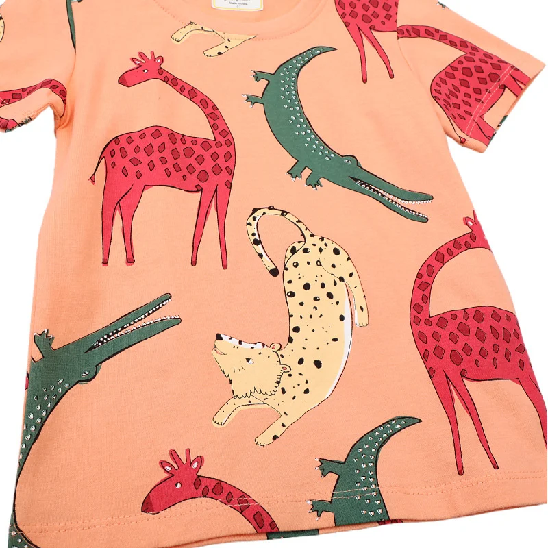 Jumping Meters 2-7T Summer Boys Animals  Tshirts Print Fashion Short Sleeve Kids Tees Tops Baby Clothing 6