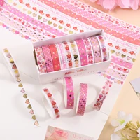 Kawaii Stars Love Heart Washi Tapes Set Gold Foil Masking Tape Scrapbooking Diary Journal Planner Supplies Cartoon Stationery 4