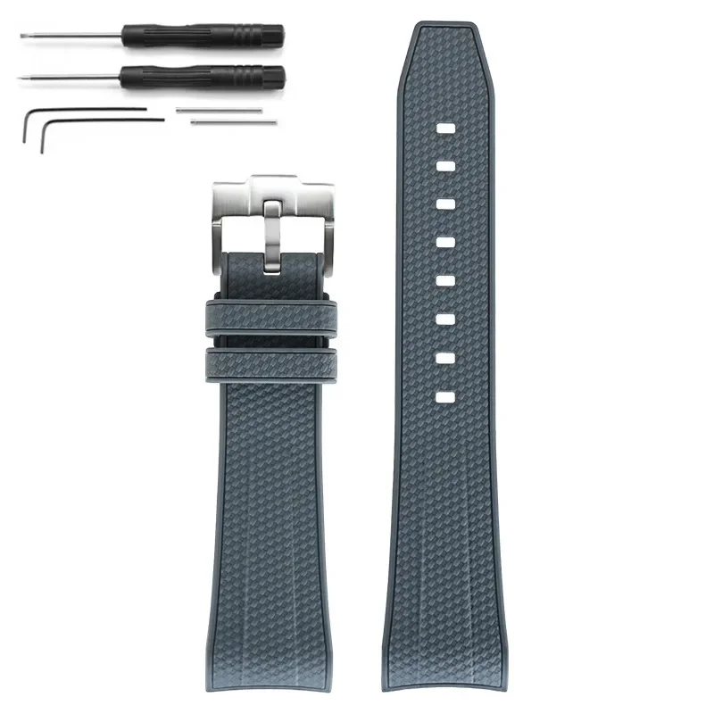 Curved End Silicone Waterproof Watch Band Strap, 22mm