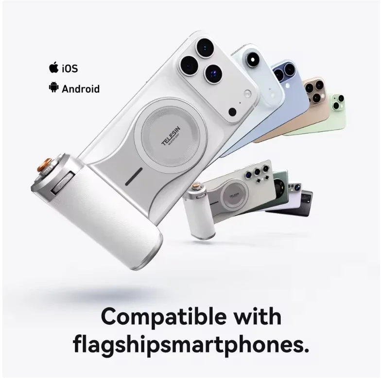 텔레신 마그네틱 폰 카메라 촬영 핸드 그립 3200mAh 보조배터리 무선 충전 폰 홀더 아이폰용 원격 촬영 보조기