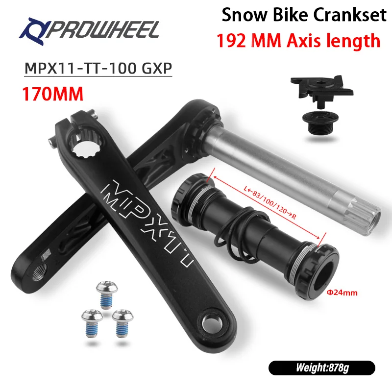 

Prowheel MPX11 For GXP Crankset 192MM Hollow Integrated Axis 170mm Crank with Adjustable Bottom Bracket 100/120mm for Snow Bike