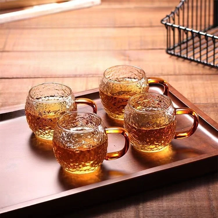 Japanese Style Heat Resistant 6pcs Package High Temperature and Explosion-proof Hammered Glass Tea Cup Borosilicate Cups Kitchen
