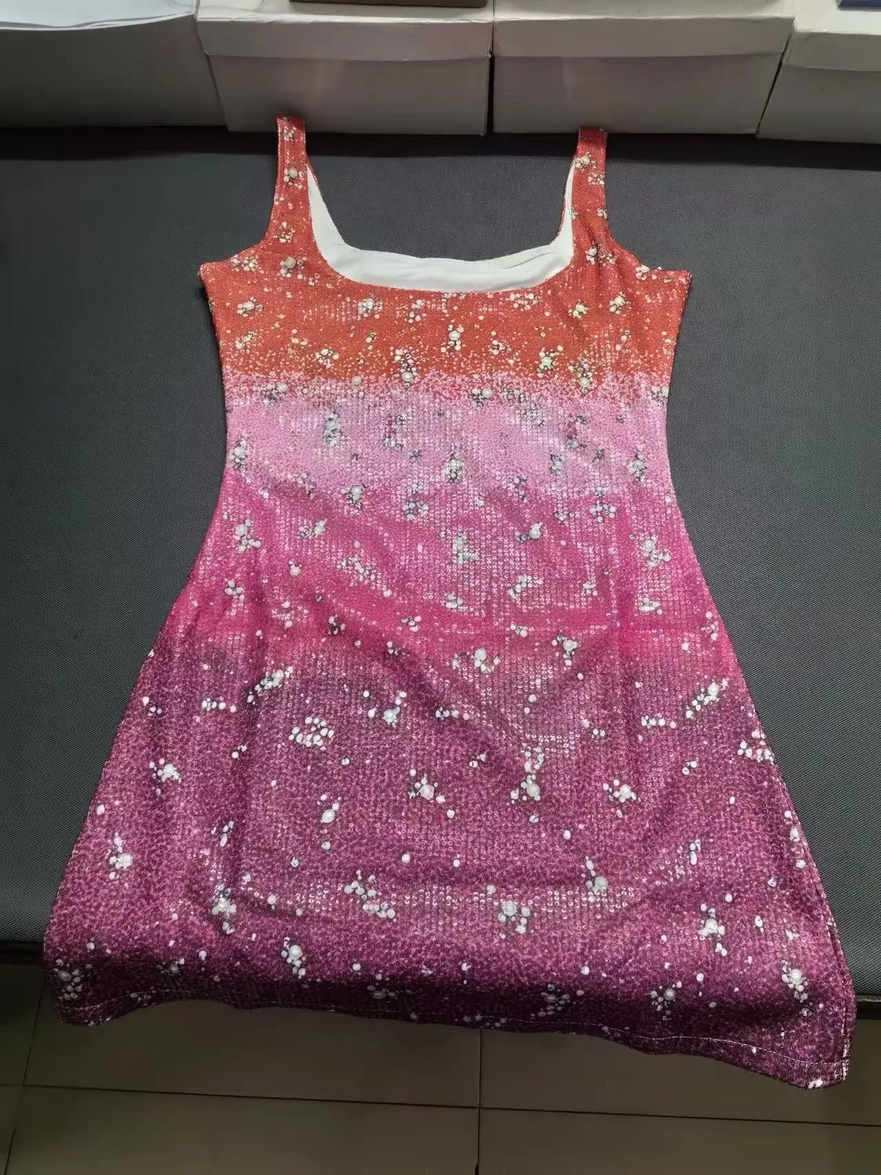 New Temperament Sequin Slim Evening Dress Casual Square Collar Pearl Design Dress Summer Hollow Sleeveless Suspender Club Dress