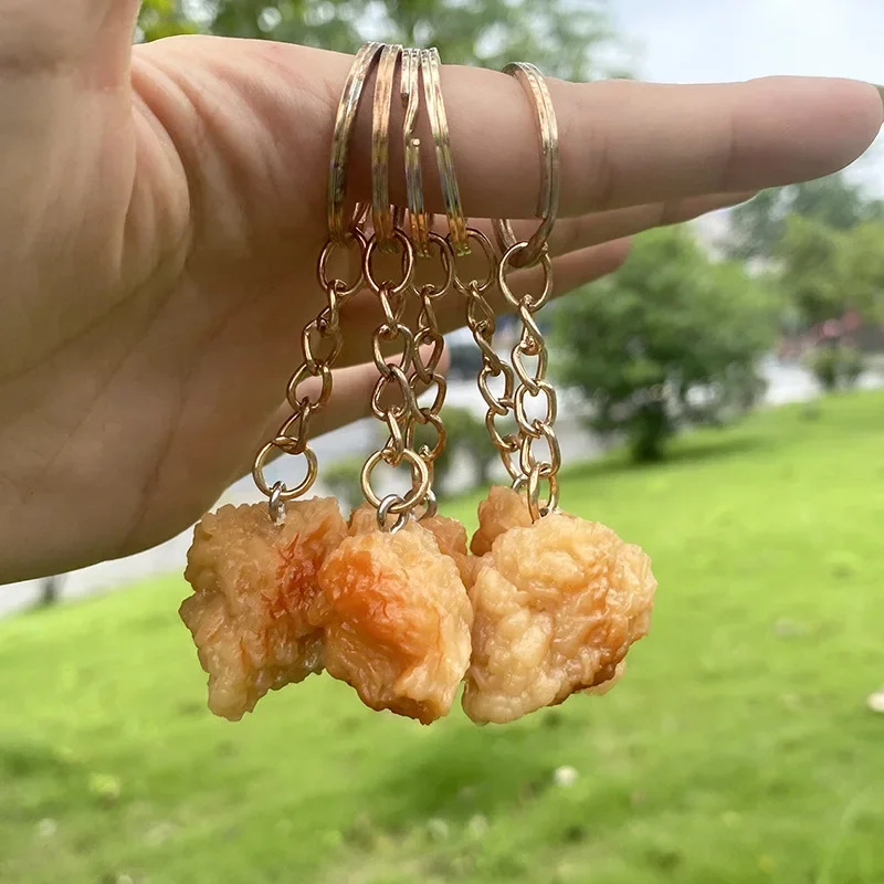 

New Fried Chicken Simulation Food Keychain French Fries Drumstick Chicken Nuggets Key Chain Restaurant Gift Chef Cook Keyring