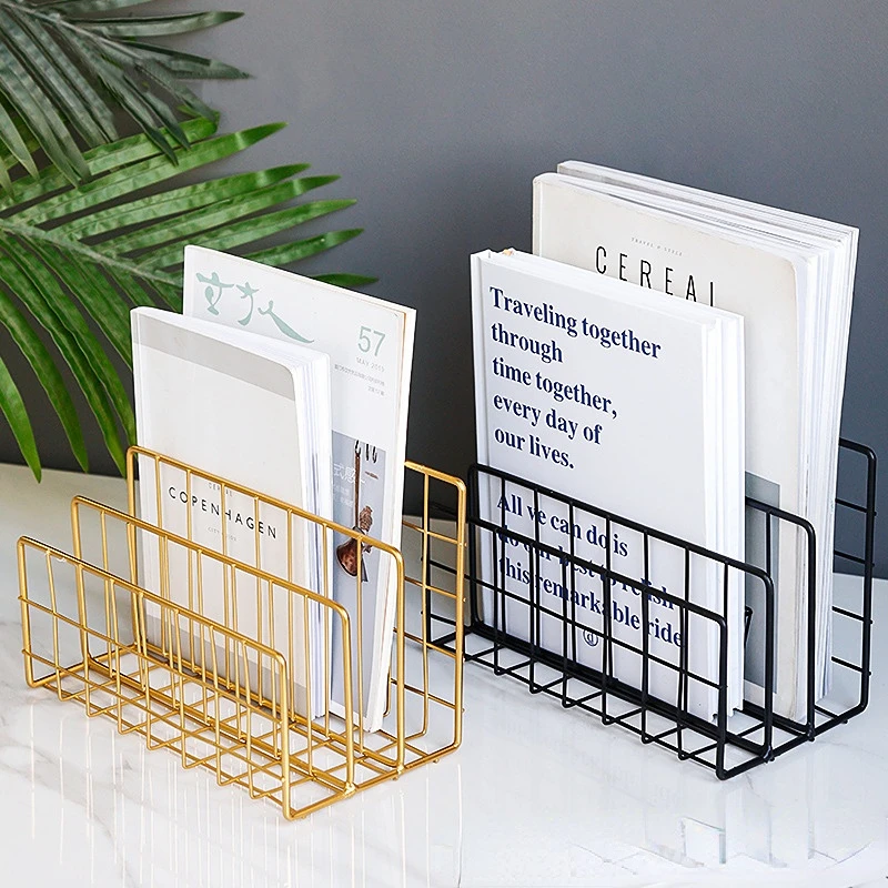 Book Organizer Nordic Metal Storage Basket for Office Desktop