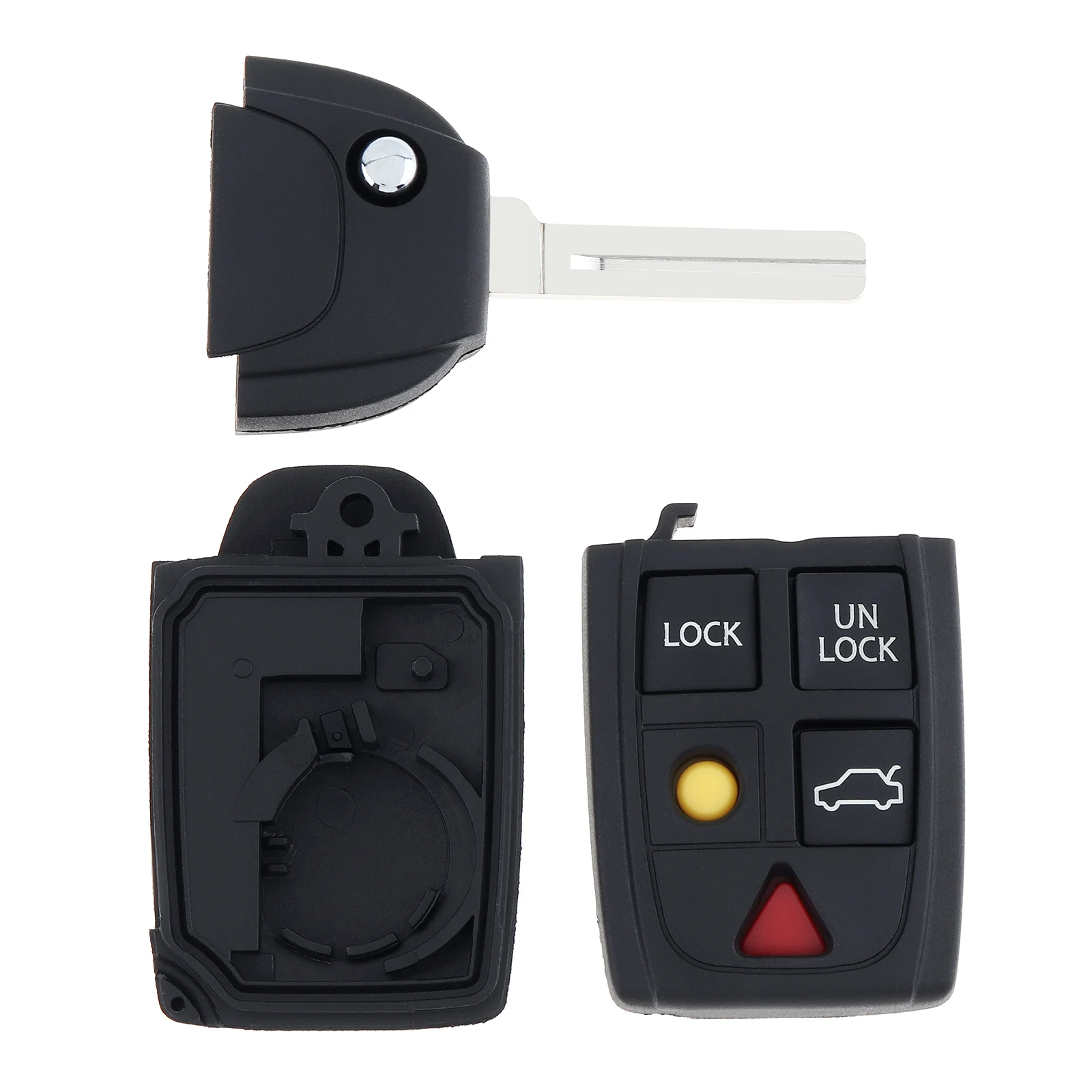 5 Buttons Car Key Fob Case Shell Replacement Flip Folding Remote Cover Car Key Accessories Fit for VOLVO S60 S80 V70 XC-70 XC90 Key Case Fob Cover Key Cover Folding Car Key Shell Car Key Shell Key Fob Replacement