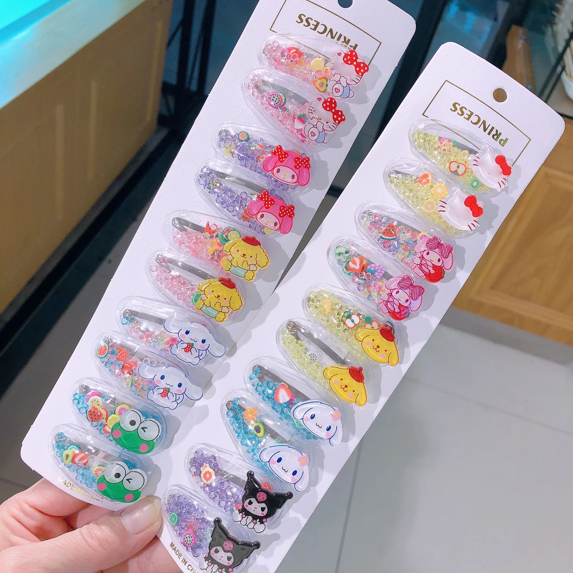 

10Pairs Sanrios Hair Clips Hair Accessories Kuromi kt cat Melody Cinnamoroll Kids Headband Anime Hairpins Barrettes Bb Clip