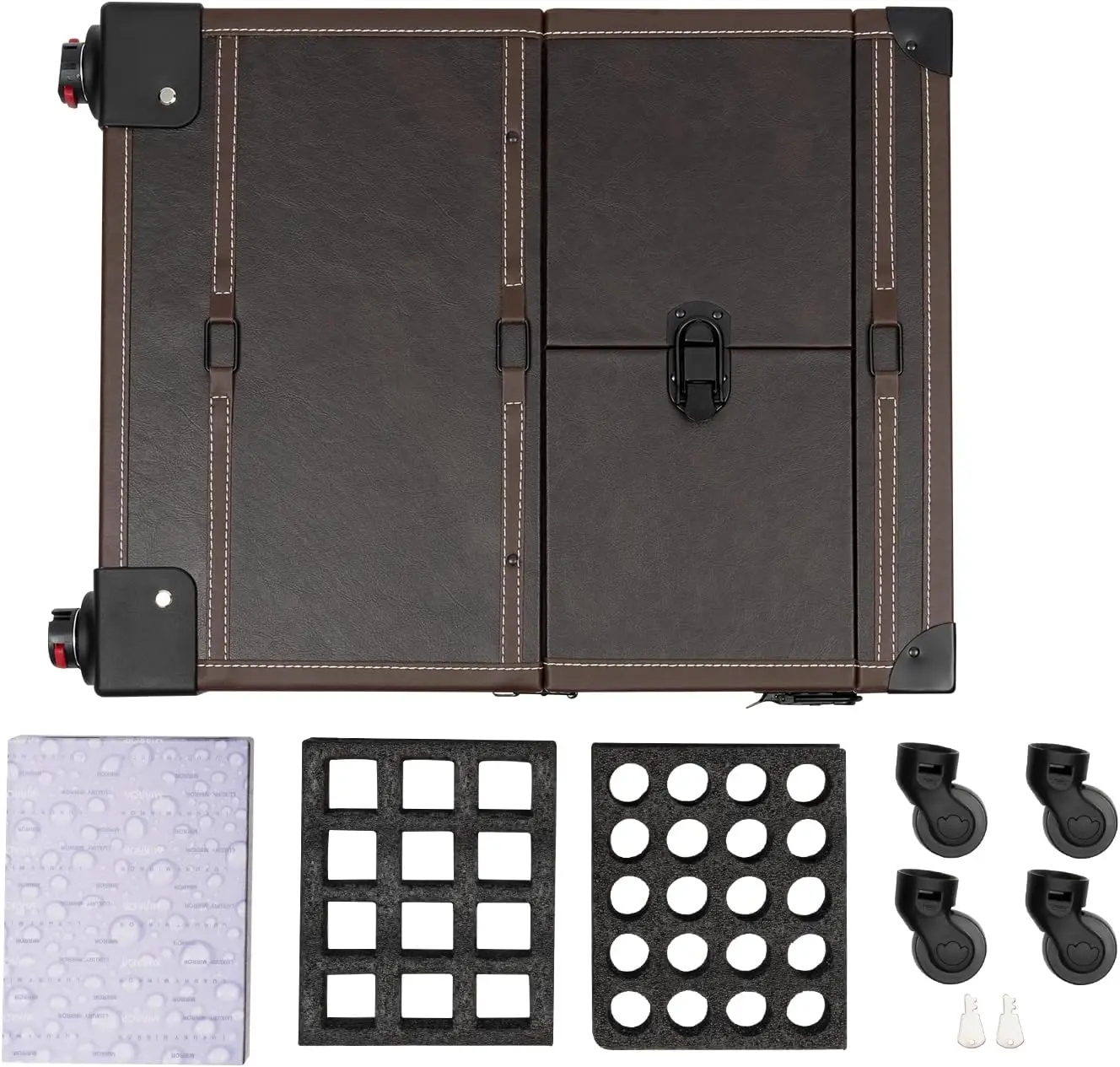 NEUER Rollender Make-up-Koffer mit 4 Rädern, Spiegel und Ausziehbarem Griff, Freistehender Kosmetik-Aufbewahrungsorganizer für Salons – Detail 2
