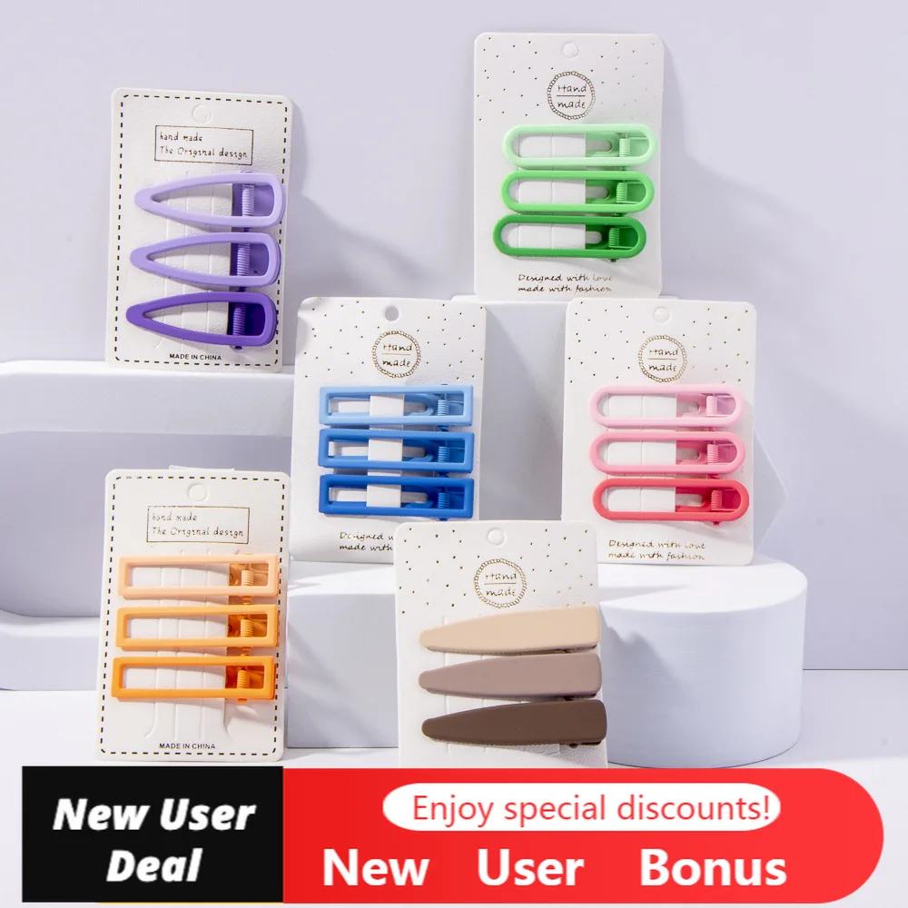 Metal Geometric Hair Clip Solid Colorful Girls Hairpins 3pcs/Set Elegant Star Round Barrette for Women Fashion Hair Clips 2022