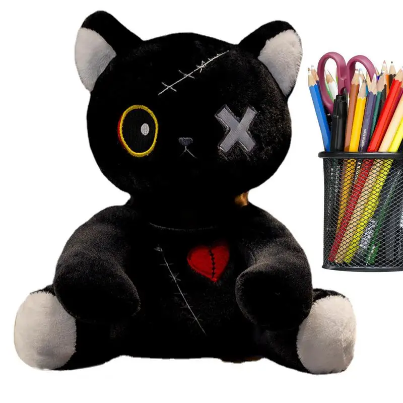 Creepy black bunny plush. Scary stuffed animal. Rabbit toy.