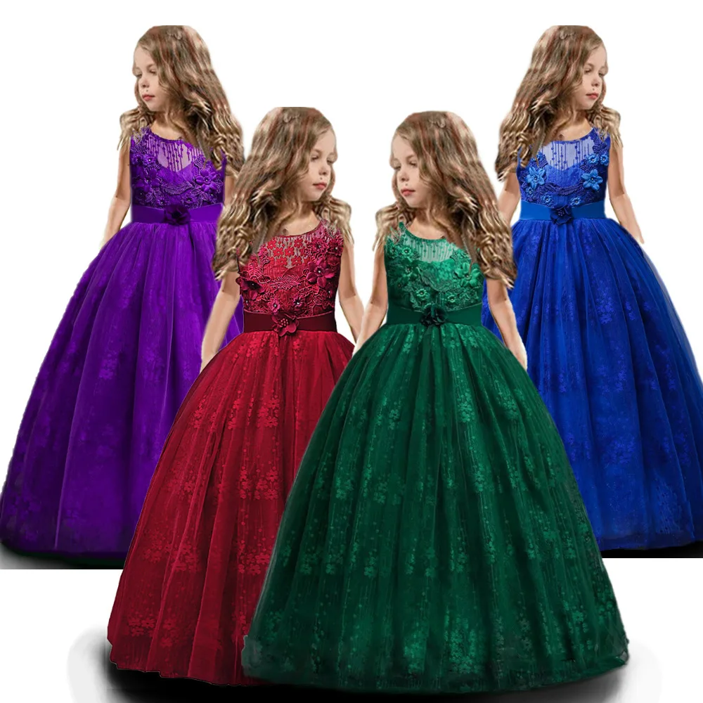 

Girls Luxury Gala Christmas Party First Communion Ceremony Elegant Evening Princess Dresses 14 Years Old Children's Green Dress