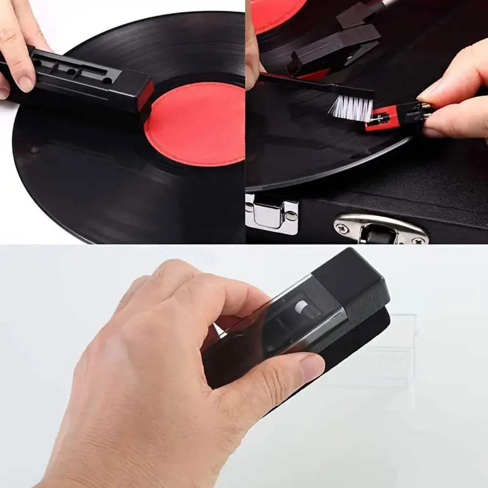 3 in 1 Anti-Static Phonograph Turntable Vinyl Record Cleaning Kit Dust Remover Brush For Records Maintenance turntable adapter vinyl record cleaner brush