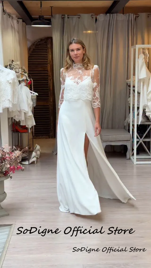 SoDigne Mermaid Satin Wedding Dresses Sleeveless Bridal Dress with Lace Shawl Long Bride Gown vestidos de novia Customized 13 S91c91848f257466e829f0e493db93995f