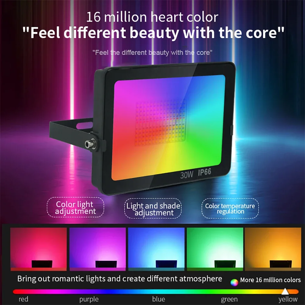 투야 지능형 RGB 스포트라이트 야외 조명, LED 220V, 30W, 50W, 100W, 음성 제어 투광 조명