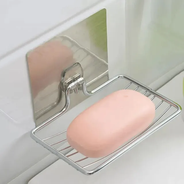 Porte-savon en acier inoxydable, boîte à savon légère, étagère de luxe, sans poinçon, sans clous, salle de bains, vidange monocouche, tenture murale, 1 pièce 4