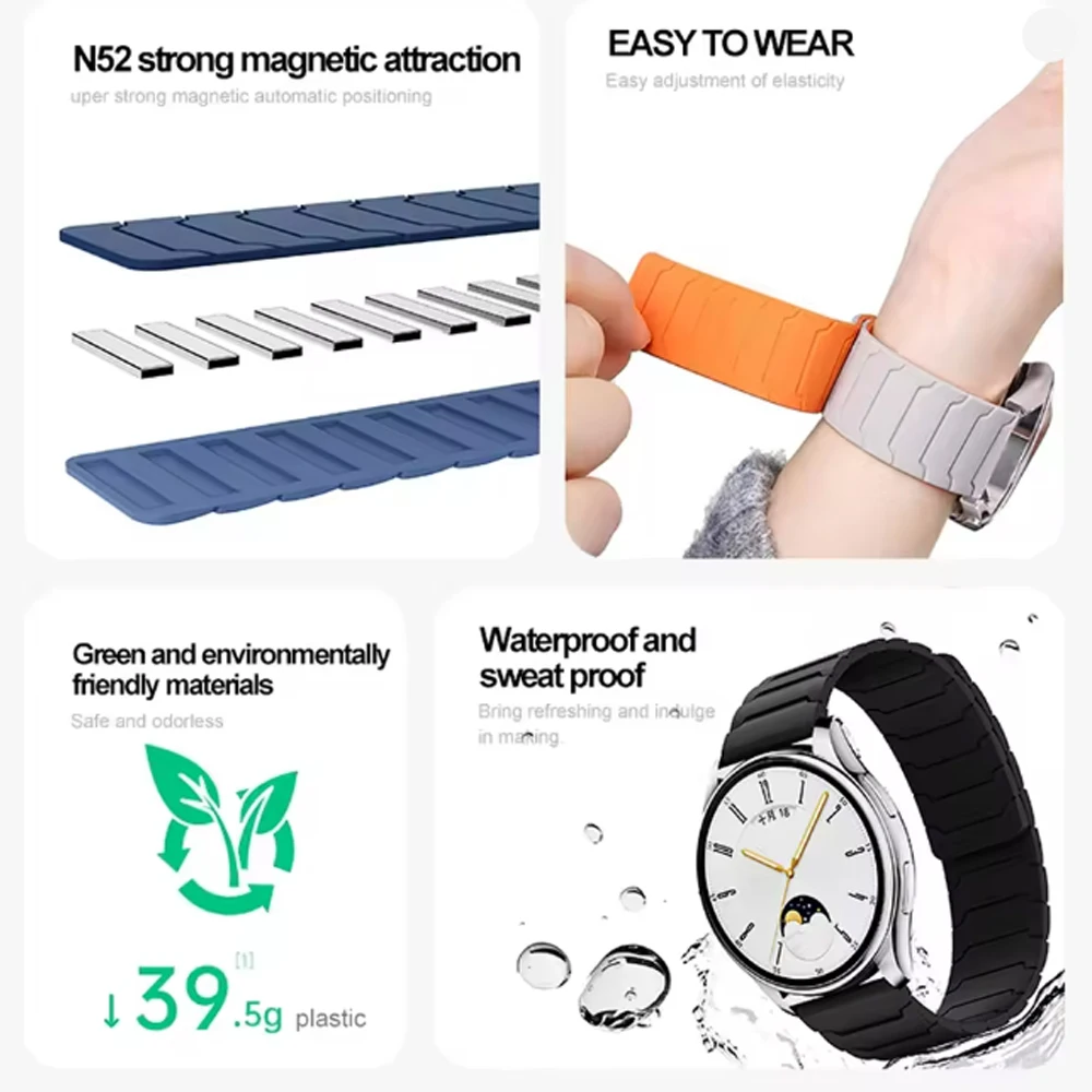 20/22mm Magnetarmband für Huami AMAZFIT BIP 6 5 UNITY Silikon-Schlaufenband GTR 4/3/3 Pro 2e GTS 4 mini 3 BALANCE Sportarmband – Detail 15