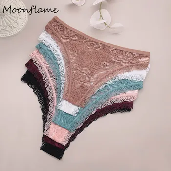 Moonflame 5Pcs Lace Thong For Women Low Rise Soft Intimates Lingerie Sexy Lace Panties Ladies Comfortable Underpants Girls Panty 1