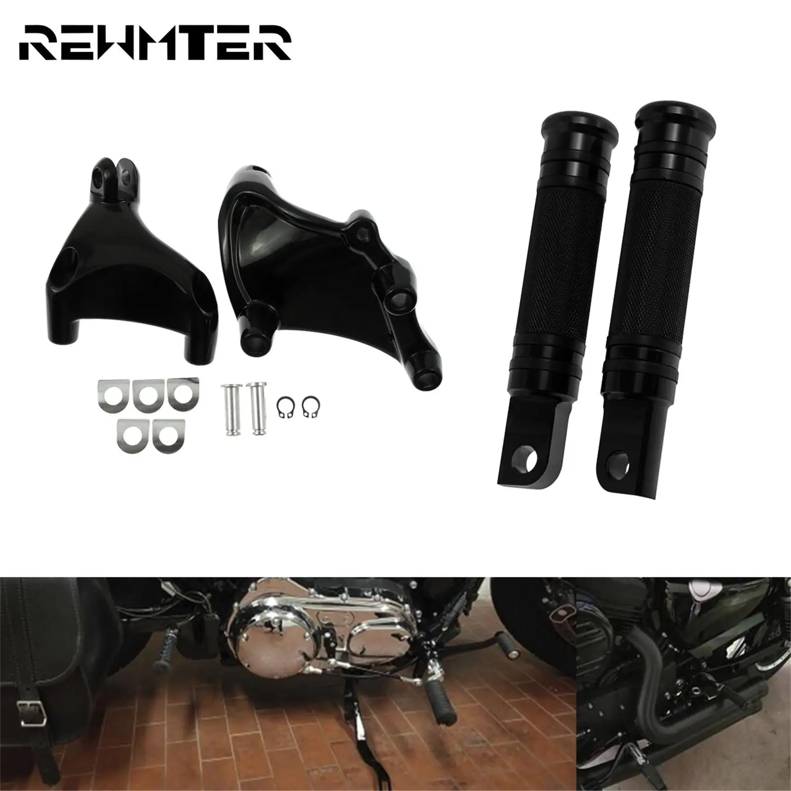

Motorcycle Rear Passenger Footpegs Mounting Kit Black Foot Rests Pegs Pedal For Harley Sportster XL 883 XL1200 48 72 2014-2019