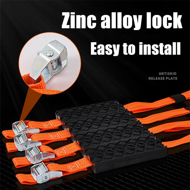 Tire Chains 1/2/4PCS Durable PU Anti-Skid Car Tire Traction Blocks With Bag Emergency Snow Mud Sand Tire Chain Straps For Snow Mud Ice
